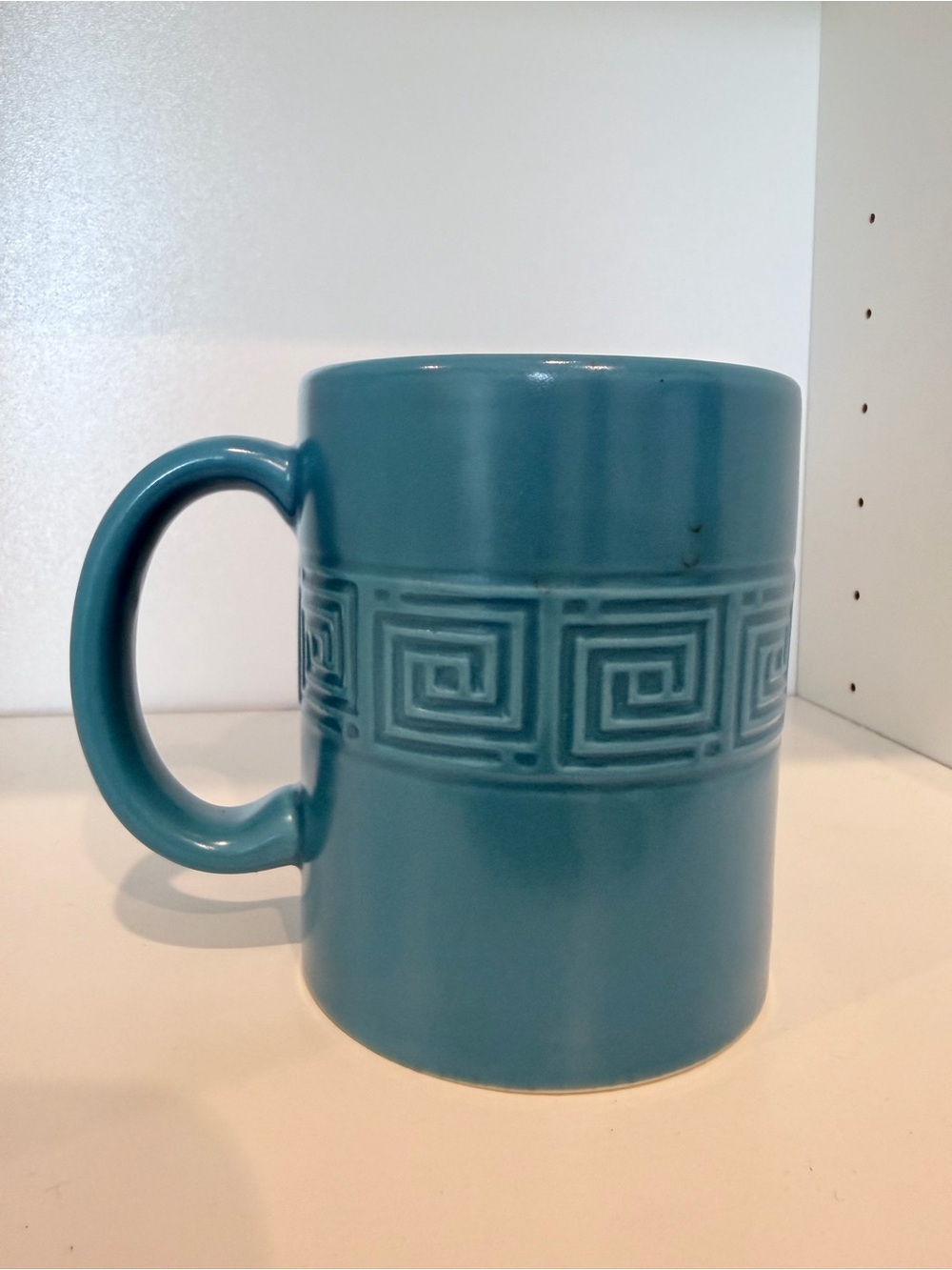 Frank Lloyd Wright Collection Turquoise Greek Key Geometric Ceramic Mug USA